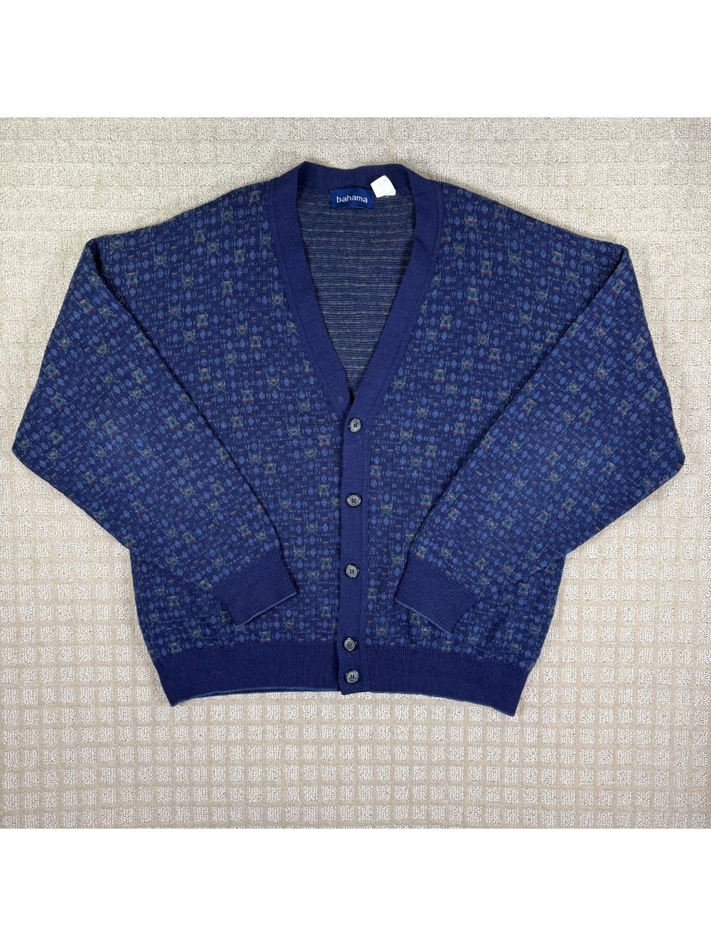 Bahama Blue Pattern Knit Cardigan Xl